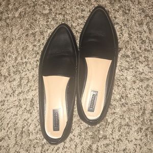 Lightly worn faux leather loafers